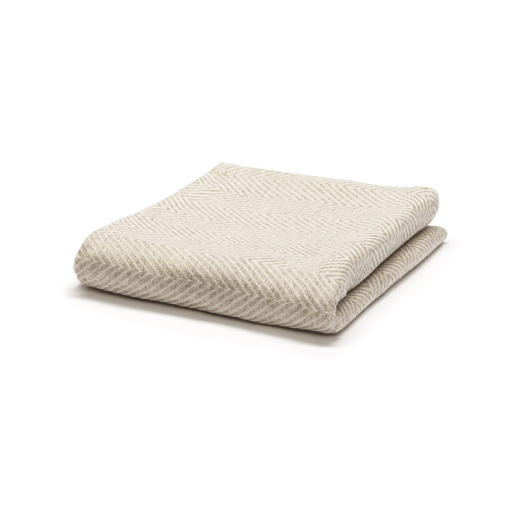 Cashmere tæppe sildeben stor råhvid/sand
