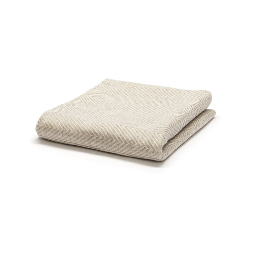 Cashmere tæppe sildeben stor råhvid/sand