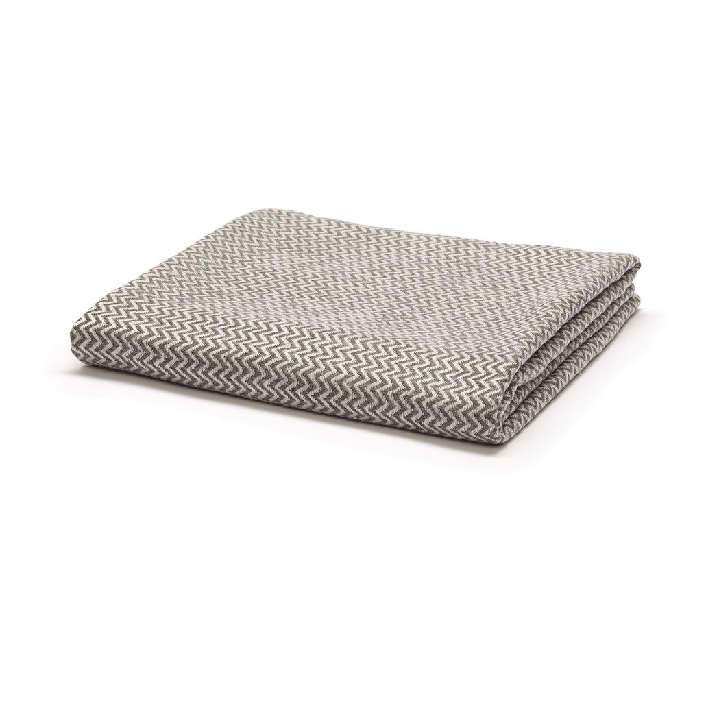 Cashmere tæppe zigzag råhvid/grå