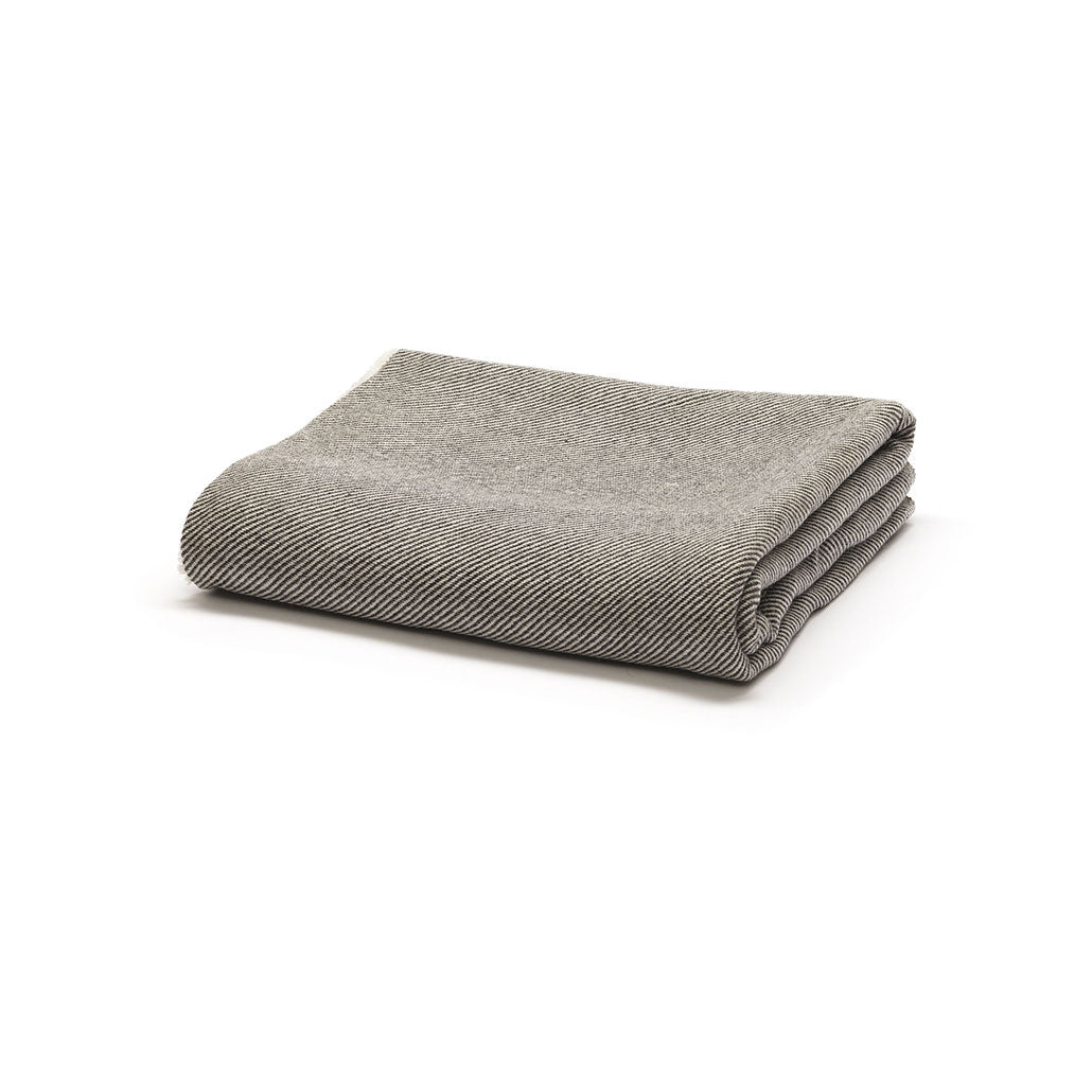 Cashmere tæppe skråstribe råhvid/antracit