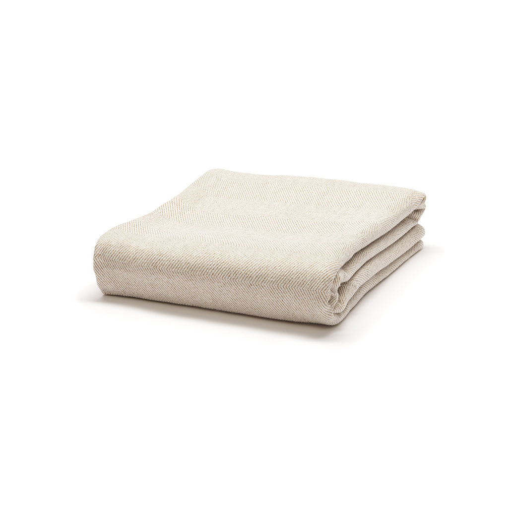 Cashmere tæppe sildeben tæt råhvid/lys kamel