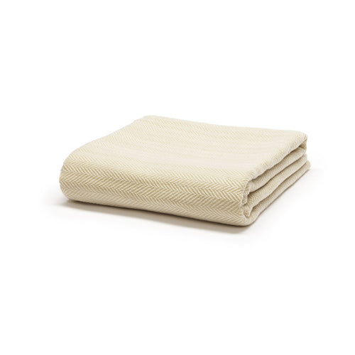 Cashmere tæppe sildeben tæt råhvid/gylden