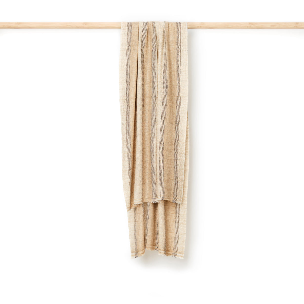 Cashmeretørklæde – Stribet, beige/sand
